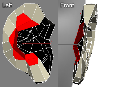 Polygoneja korvan takana 3D Studio MAXissa