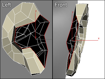 Spline korvan liitoskohdassa 3DS MAXissa